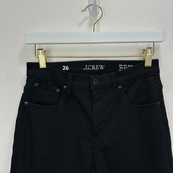 J.Crew Mid Rise Cropped Kickout Jean 2003 Super Stretch True Black Ankle US 26 - Picture 7 of 12